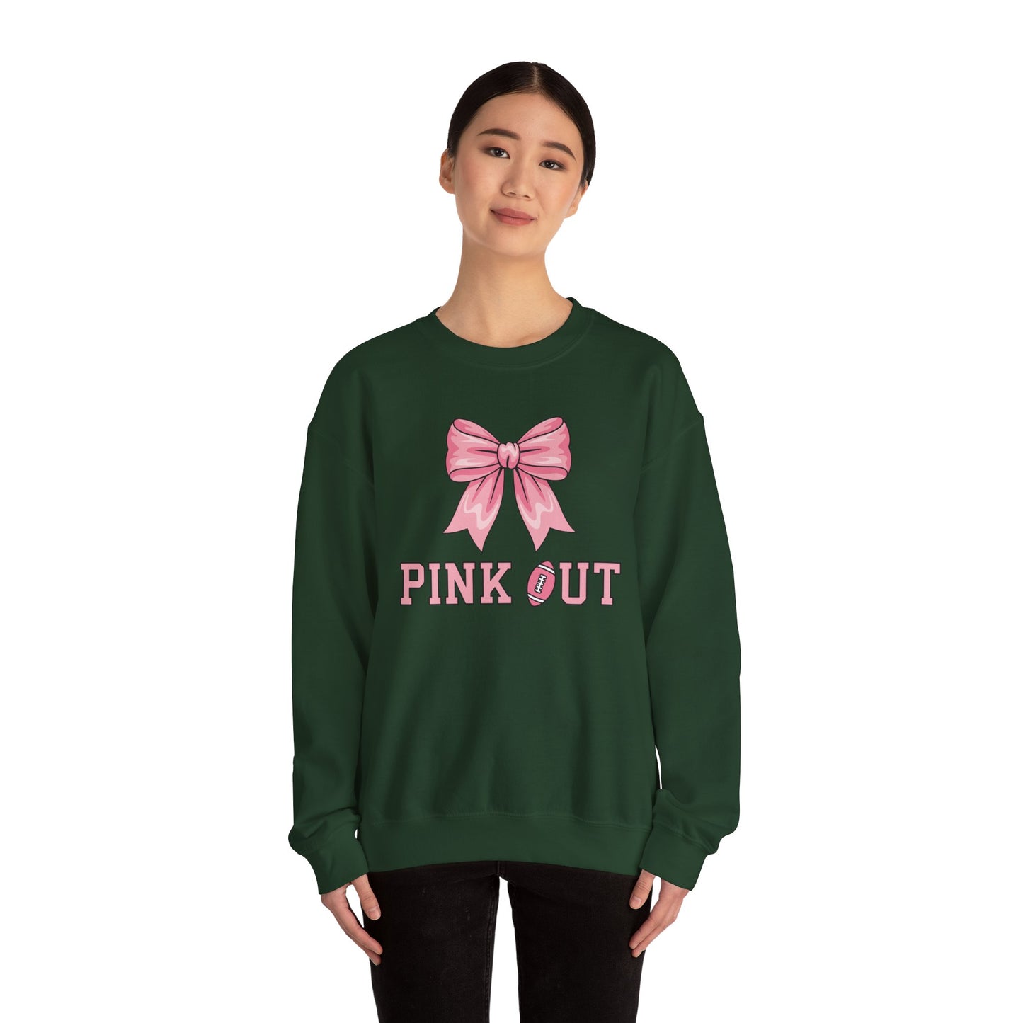 Pink Out Football Bow Preppy Breast Cancer Awareness Women Sweatshirt
