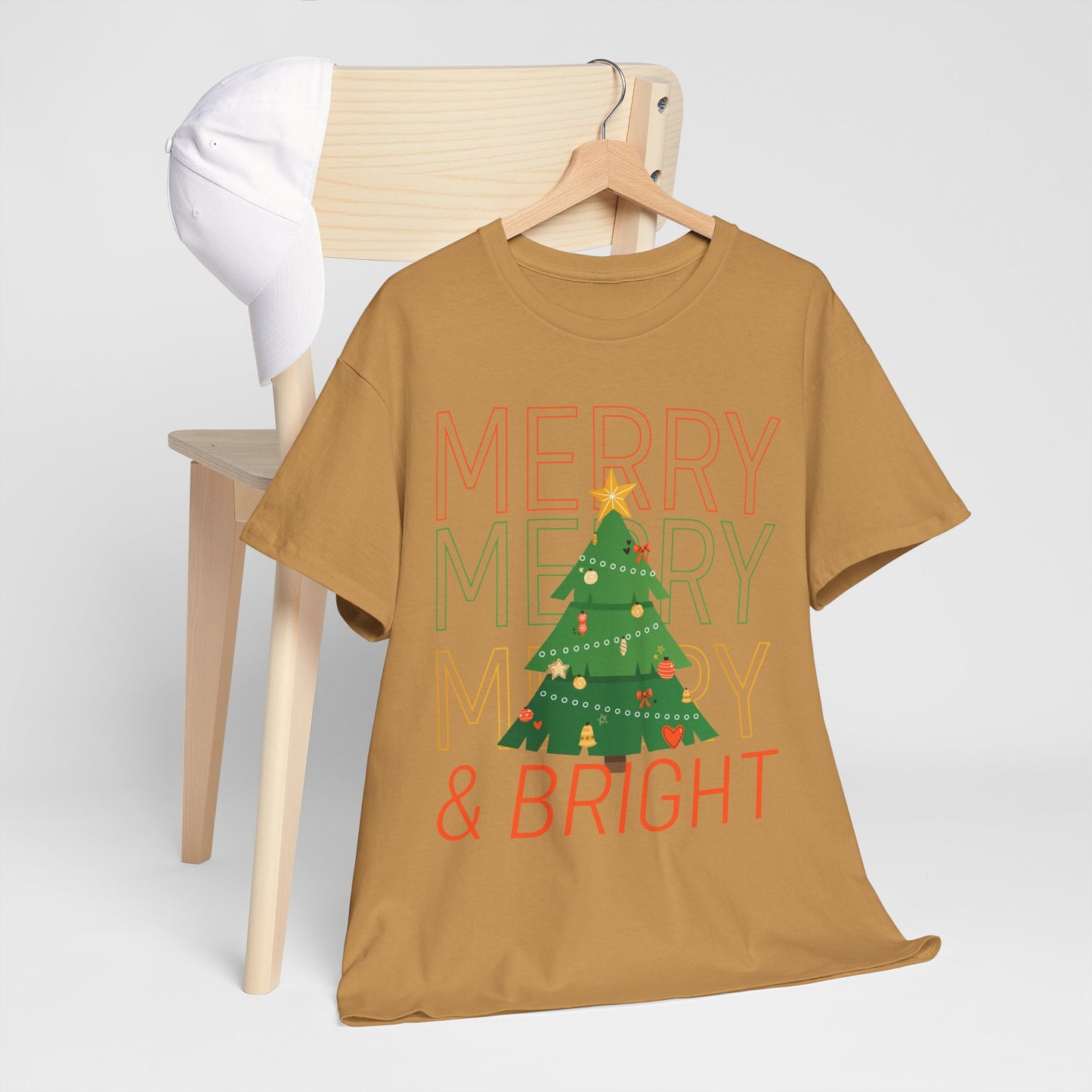 Merry and Bright Christmas Tee Cute Holiday Shirt for Men and Women