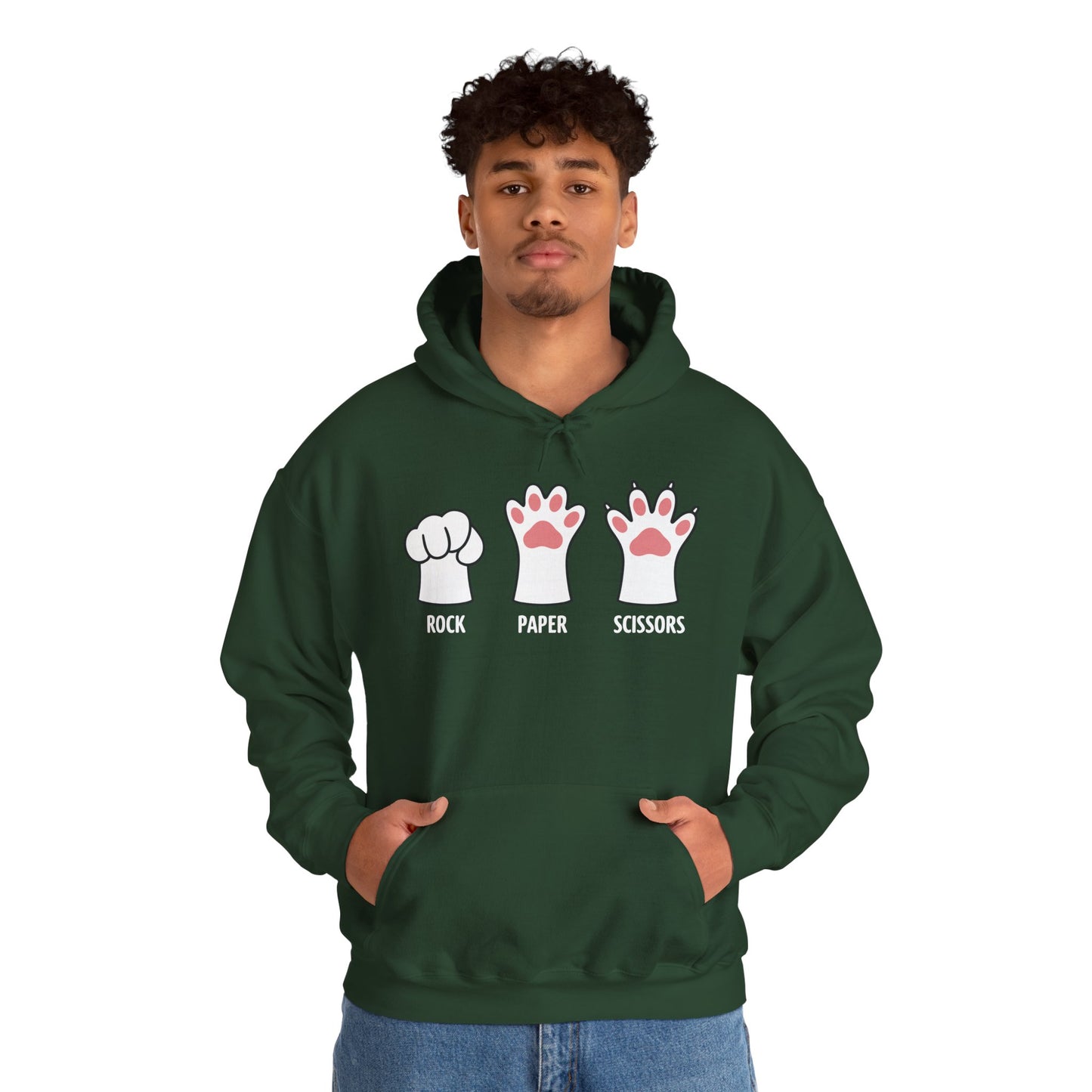 Funny Introvert Cat Animal Rescue Rock Paper Scissors Cute Paw Cat Hoodie