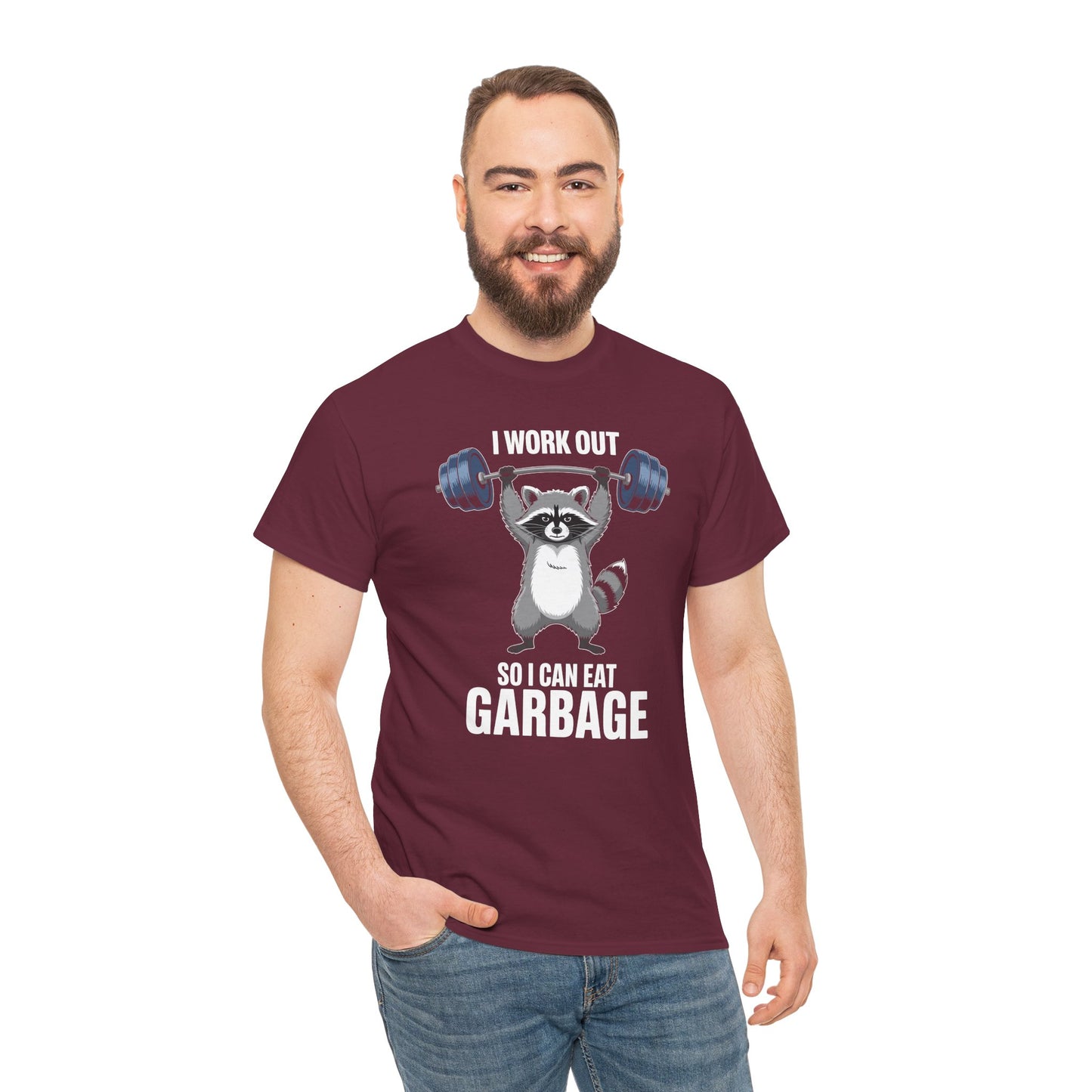 Raccoon Deadlift Bodybuilding Animal Funny Gym Fitness T-Shirt
