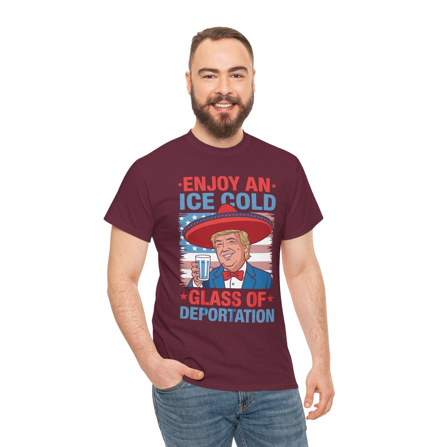 Funny Trump 4th of July Ice Cold Glass Of Deportation T-shirt