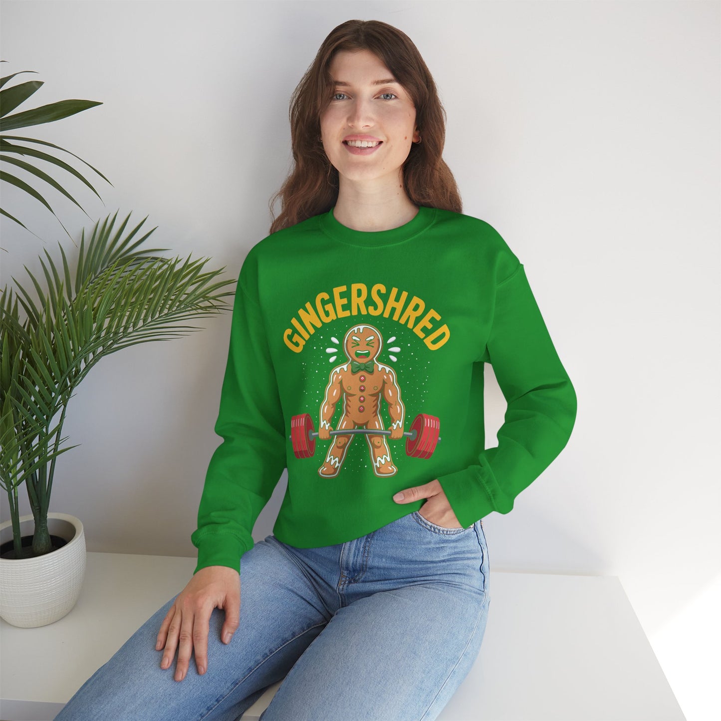 Funny Gingershred Gingerbread Man Gym Bodybuilding Christmas Sweatshirt