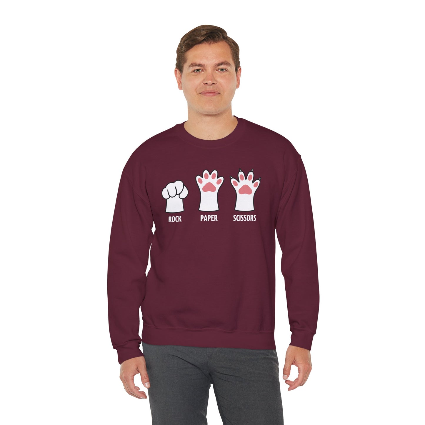 Funny Introvert Cat Animal Rescue Rock Paper Scissors Cute Paw Cat Sweatshirt