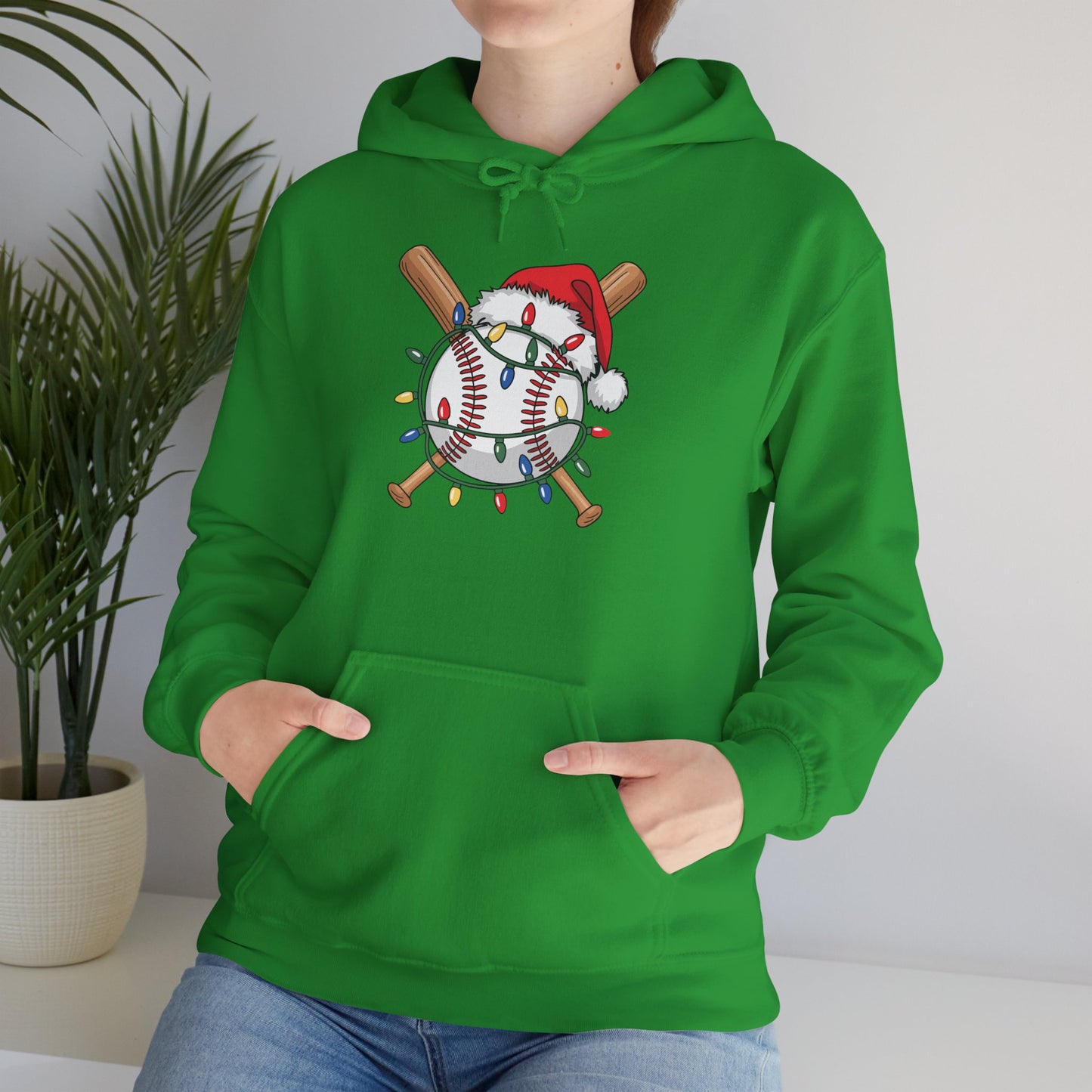 Santa Sports Design For Men Boys Christmas Baseball Player Hoodie