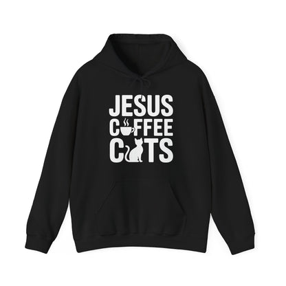 Christian Jesus, Coffee, Cats - Religous Cat Caffeine Lover Hoodie