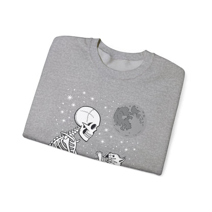 Skeleton Cat Skull Kitty Cute Goth Halloween Men Women Sweatshirt