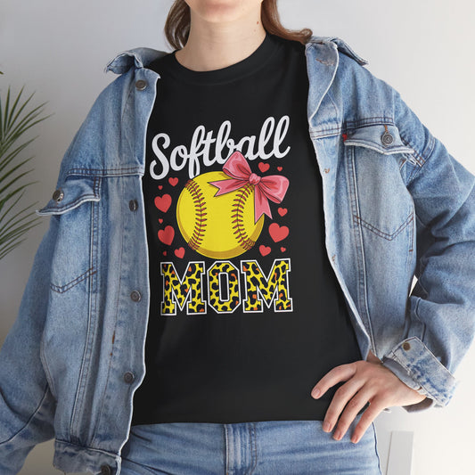 Softball Mom Headband Leopard Softball Ball Mothers Day Mama T-Shirt