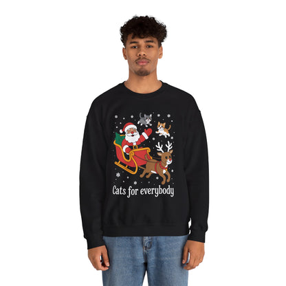 Cats For Everybody Christmas Cat Funny Xmas Women Santa Sweatshirt