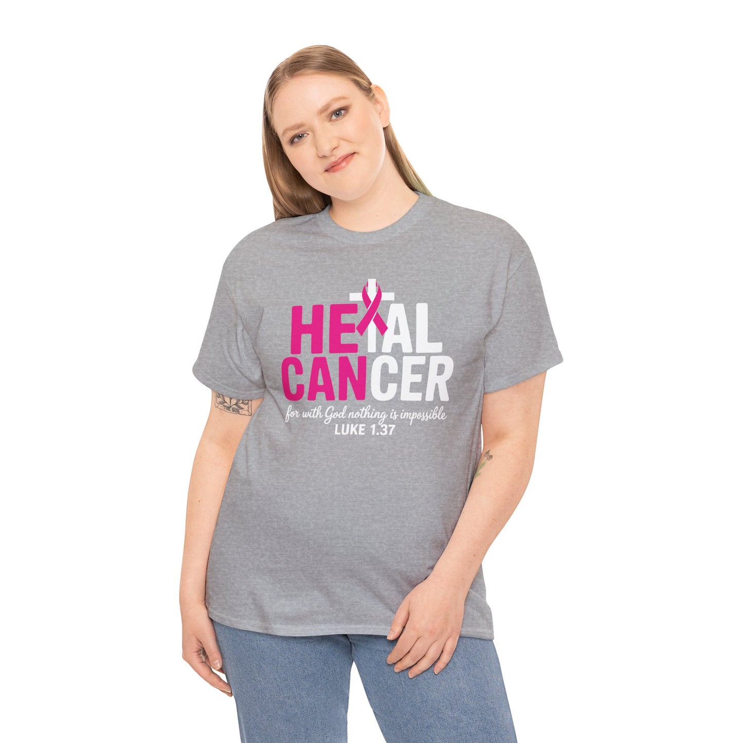 Heal Cancer Believe God Christian Breast Cancer Awareness T-Shirt