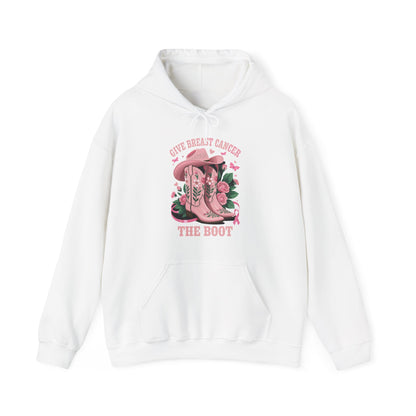 Give Breast Cancer The Boot Cowgirl Cancer Awareness Ribbon Hoodie