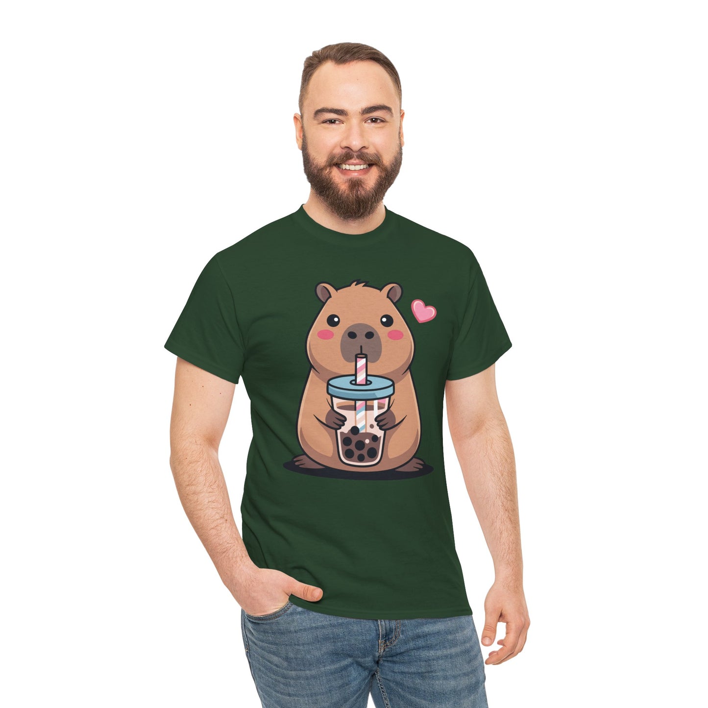 Cute Capybara Kawaii Anime Drinking Bubble Tea Lover Girls T-Shirt