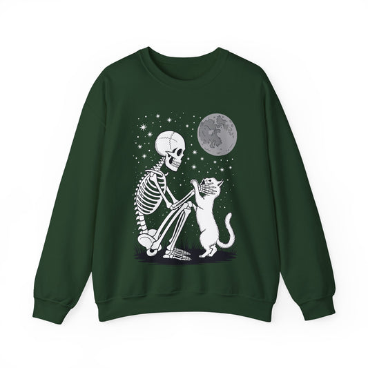 Skeleton Cat Skull Kitty Cute Goth Halloween Men Women Sweatshirt