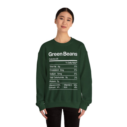 Green Beans Nutrition Facts Funny Thanksgiving Christmas Sweatshirt