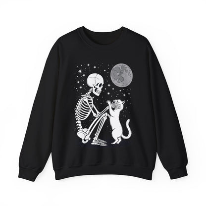 Skeleton Cat Skull Kitty Cute Goth Halloween Men Women Sweatshirt