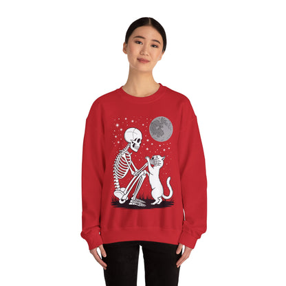 Skeleton Cat Skull Kitty Cute Goth Halloween Men Women Sweatshirt