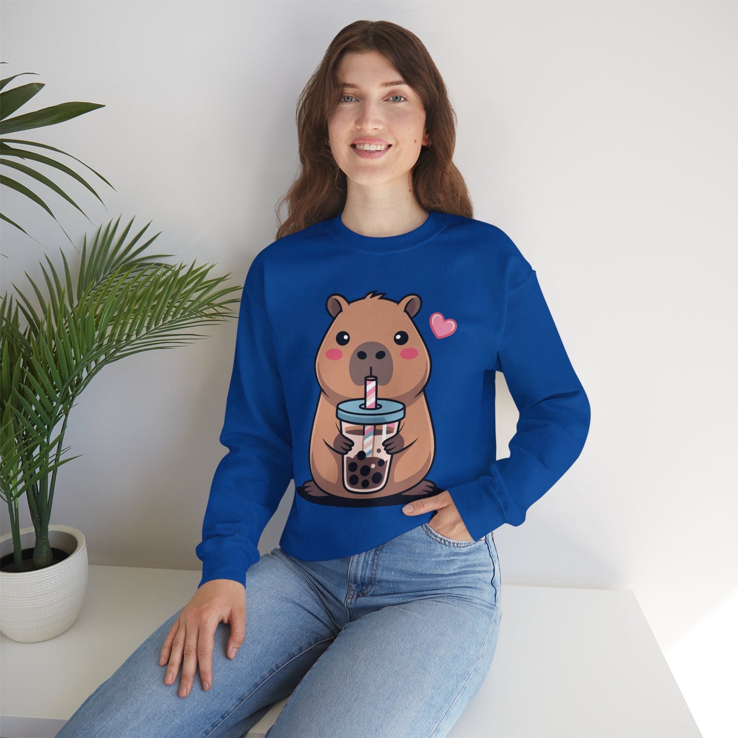 Cute Capybara Kawaii Anime Drinking Bubble Tea Lover Girls Sweatshirt