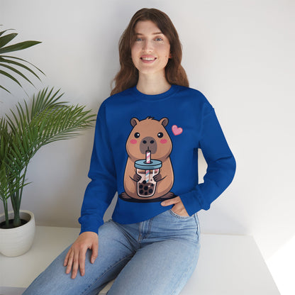 Cute Capybara Kawaii Anime Drinking Bubble Tea Lover Girls Sweatshirt