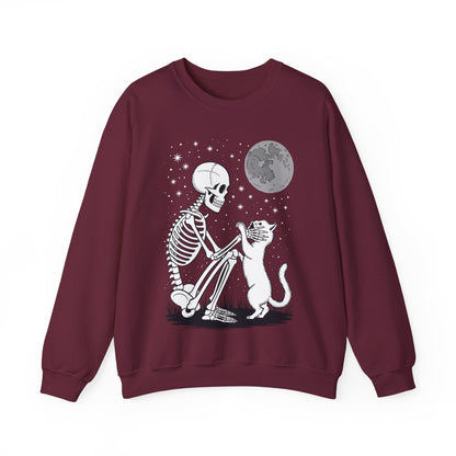 Skeleton Cat Skull Kitty Cute Goth Halloween Men Women Sweatshirt