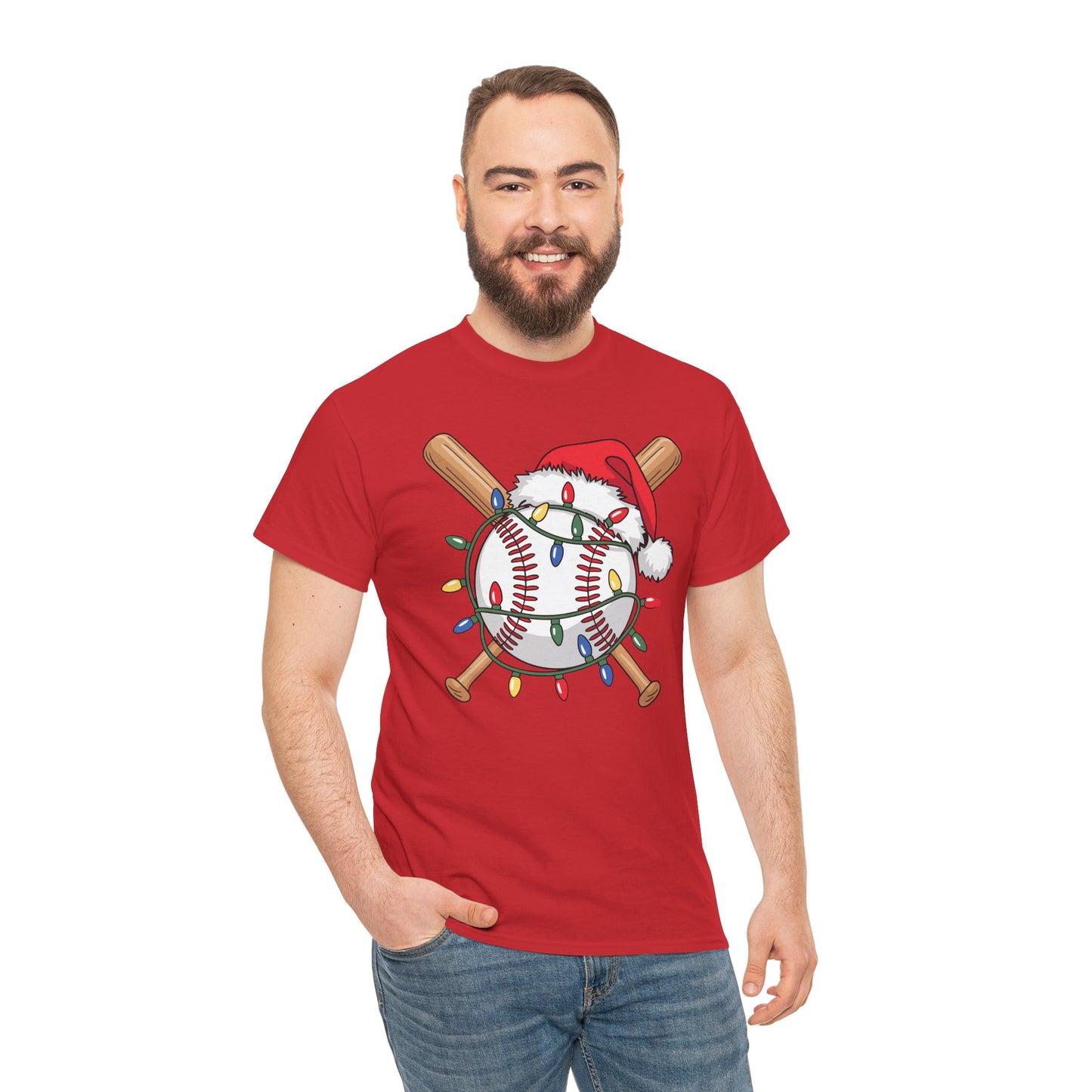 Santa Sports Design For Men Boys Christmas Baseball Player T-Shirt