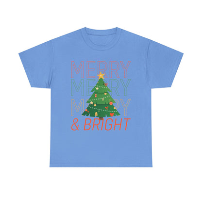 Merry and Bright Christmas Tee Cute Holiday Shirt for Men and Women