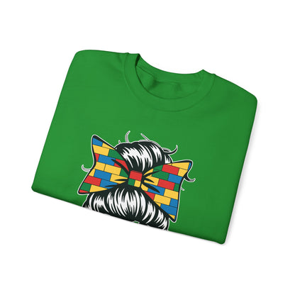 Building Block Messy Bun Mom Life Master Builder Mothers Day Sweatshirt