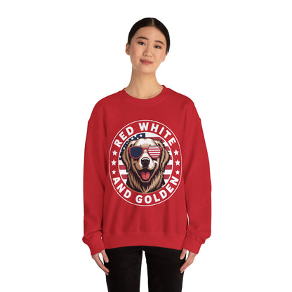 Red White Golden Retriever American Flag 4th of July Gift Sweatshirt