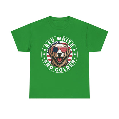 Red White Golden Retriever American Flag 4th of July Gift T-Shirt
