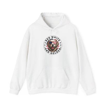 Red White Golden Retriever American Flag 4th of July Gift Hoodie