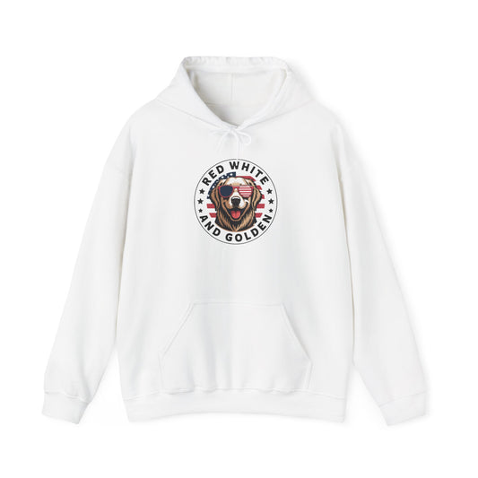 Red White Golden Retriever American Flag 4th of July Gift Hoodie