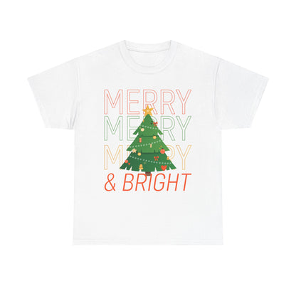 Merry and Bright Christmas Tee Cute Holiday Shirt for Men and Women