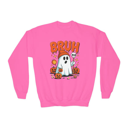 Bruh Ghost Halloween Cute Ghost Trick Or Treat Candy Kids Sweatshirt