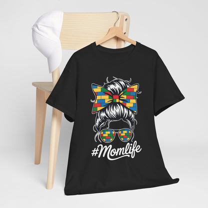 Building Block Messy Bun Mom Life Master Builder Mothers Day T-Shirt