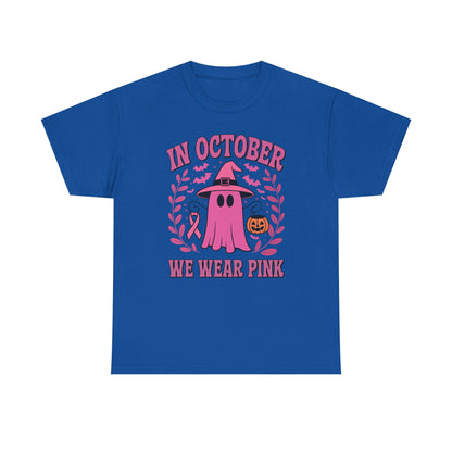 In October We Wear Pink Breast Cancer Awareness Halloween T-Shirt