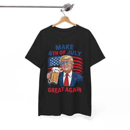 Trump Make 4th of July Great Again Men Drinking Beer Funny T-Shirt