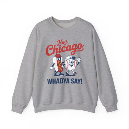 Hey Chicago Whadya Say Baseball and Hot Dog 4th of July Men Women Sweatshirt