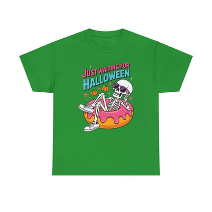 Just Waiting For Halloween Skeleton Donut Summerween Vibes T-Shirt