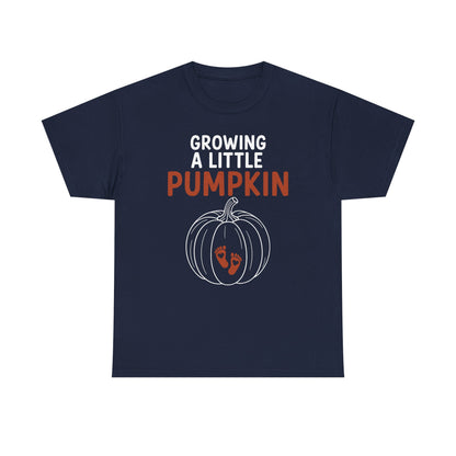 Growing A Little Pumpkin Fall Thanksgiving Baby Bump Wife T-Shirt