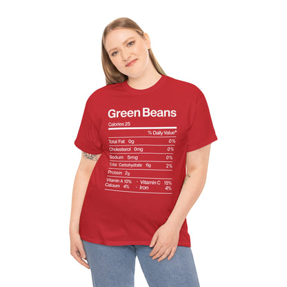 Green Beans Nutrition Facts Funny Thanksgiving Christmas T-Shirt
