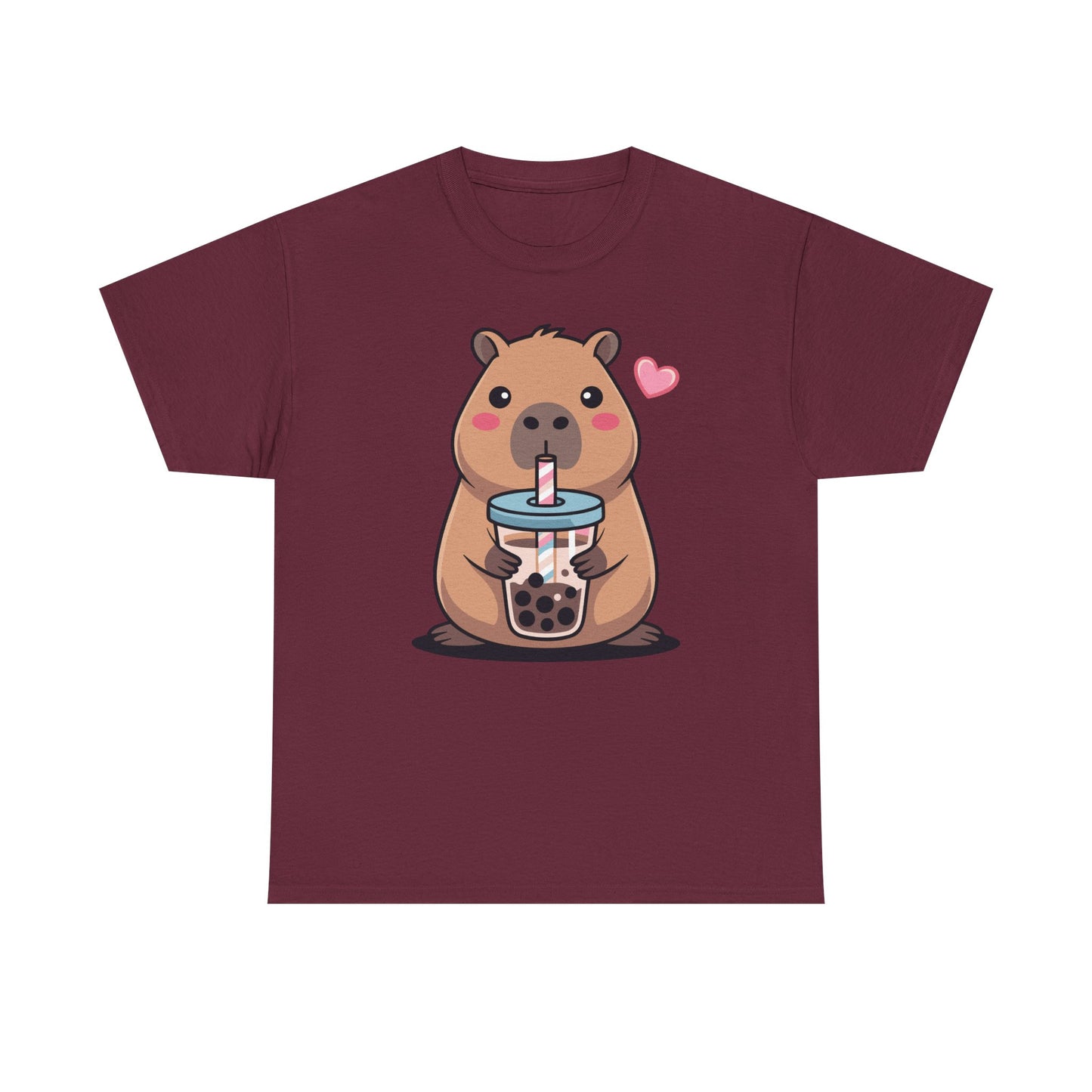 Cute Capybara Kawaii Anime Drinking Bubble Tea Lover Girls T-Shirt