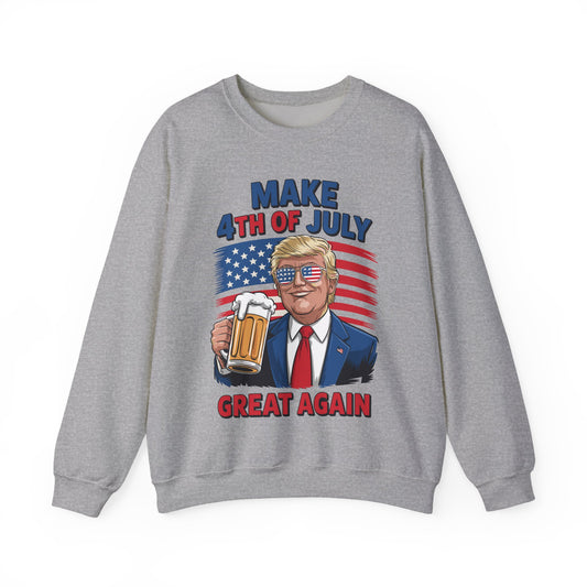 Trump Make 4th of July Great Again Men Drinking Beer Funny Sweatshirt