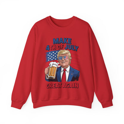 Trump Make 4th of July Great Again Men Drinking Beer Funny Sweatshirt