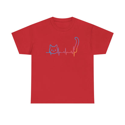 Heartbeat Cat Lover Animal Silhouette Cute Cat T-Shirt