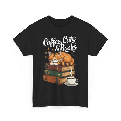 Coffee Cats & Books Lover Tee