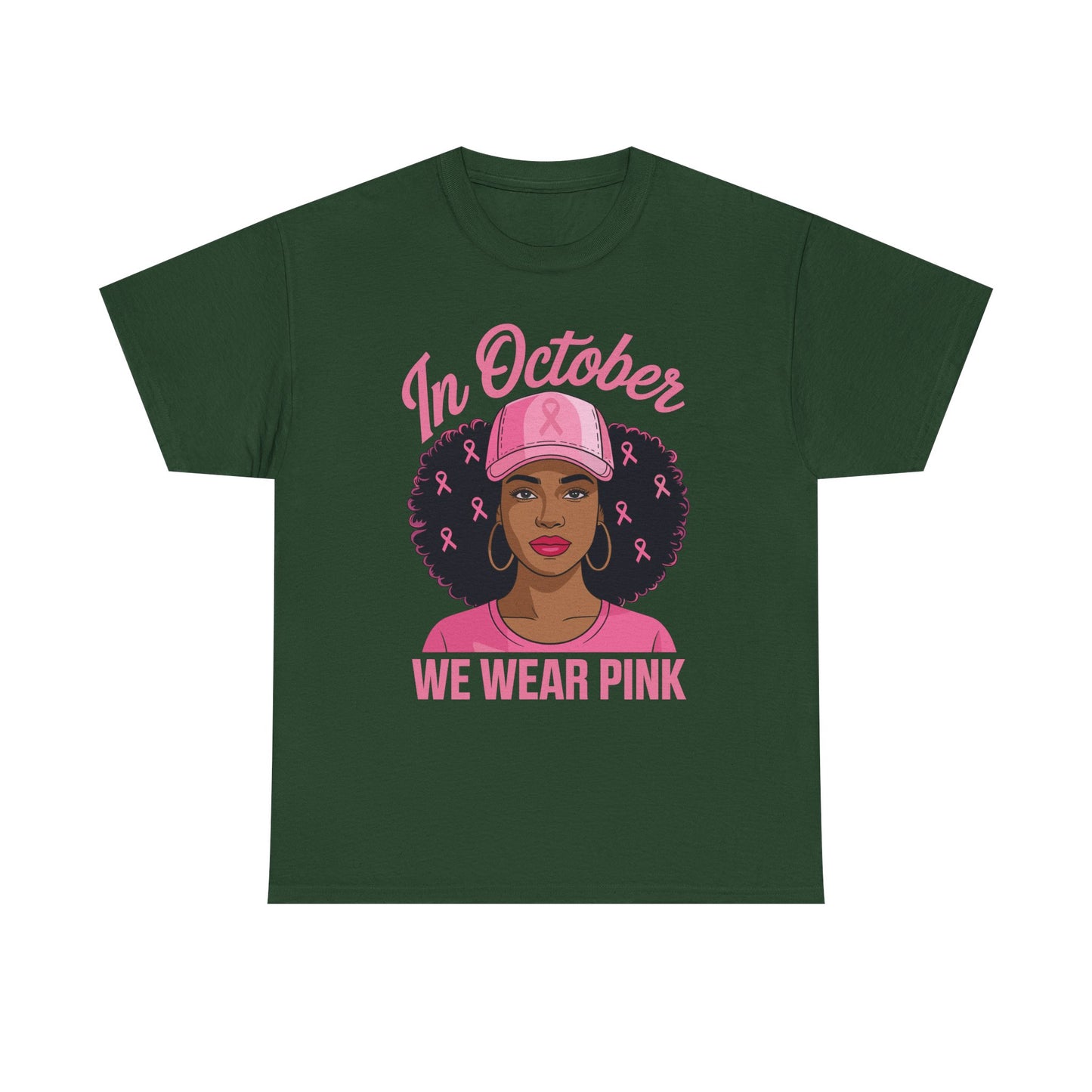 In October We Wear Pink Black Women Breast Cancer Awareness T-Shirt