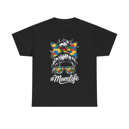 Building Block Messy Bun Mom Life Master Builder Mothers Day T-Shirt