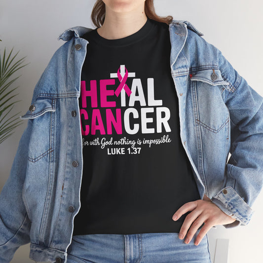 Heal Cancer Believe God Christian Breast Cancer Awareness T-Shirt