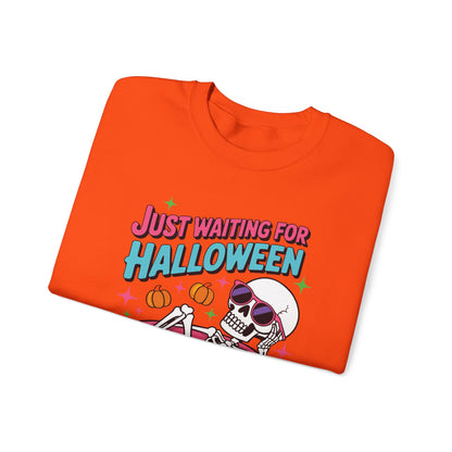 Just Waiting For Halloween Skeleton Donut Summerween Vibes Sweatshirt