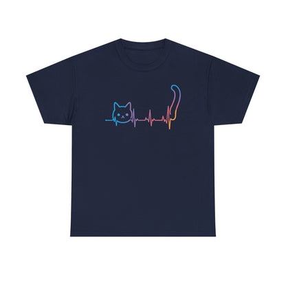 Heartbeat Cat Lover Animal Silhouette Cute Cat T-Shirt