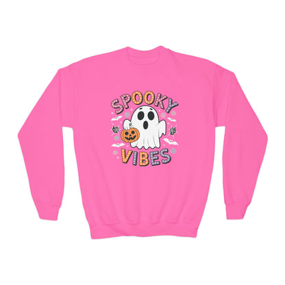 Spooky Vibes Ghost Retro Groovy Halloween Kids Sweatshirt