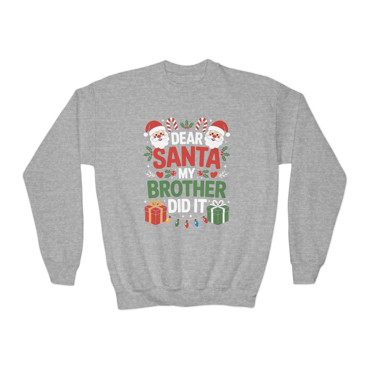 Dear Santa My Brother Did It Funny Christmas Boys Girls Kids Sweatshirt